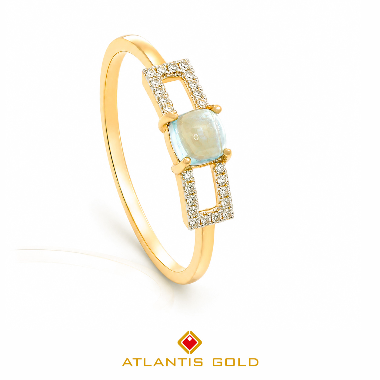 Inel Serenity - Topaz & Diamante, Aur galben 14K