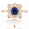 Inel cu safir si diamante de laborator Seraphina din aur de 14k