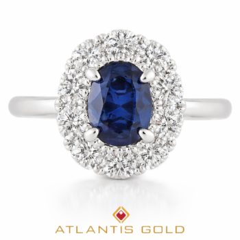 Inel cu safir si diamante de laborator Nerissa din aur de 14k