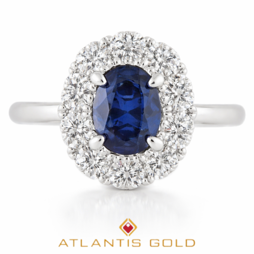 Inel cu safir si diamante de laborator Nerissa din aur de 14k