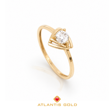 Inel cu piatră zirconia Velvet Spark din aur de 14K
