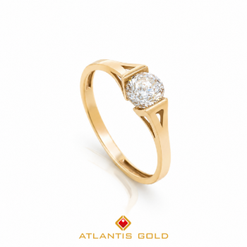 Inel cu piatră zirconia Delicate Love din aur de 14K