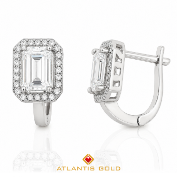 Cercei cu pietre zirconia Bellagio din aur de 14K