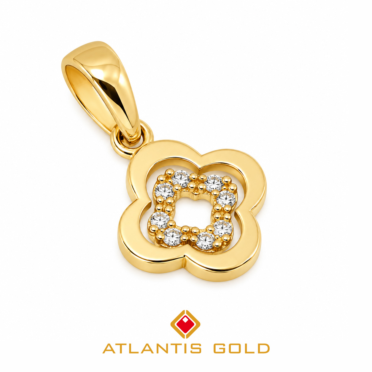 Pandantiv Floare cu Zirconia din Aur 14K