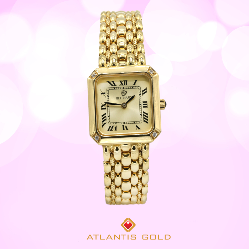 Ceas dama din aur 18k accesorizat cu 4 diamante