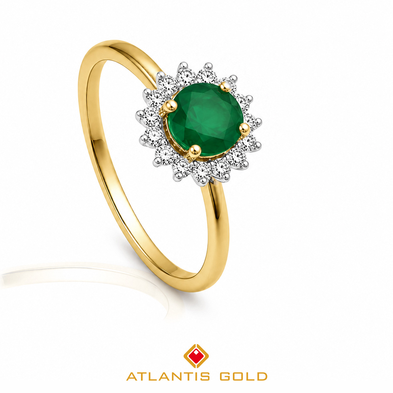 Inel Thea - Smarald & Diamante, Aur galben 18K