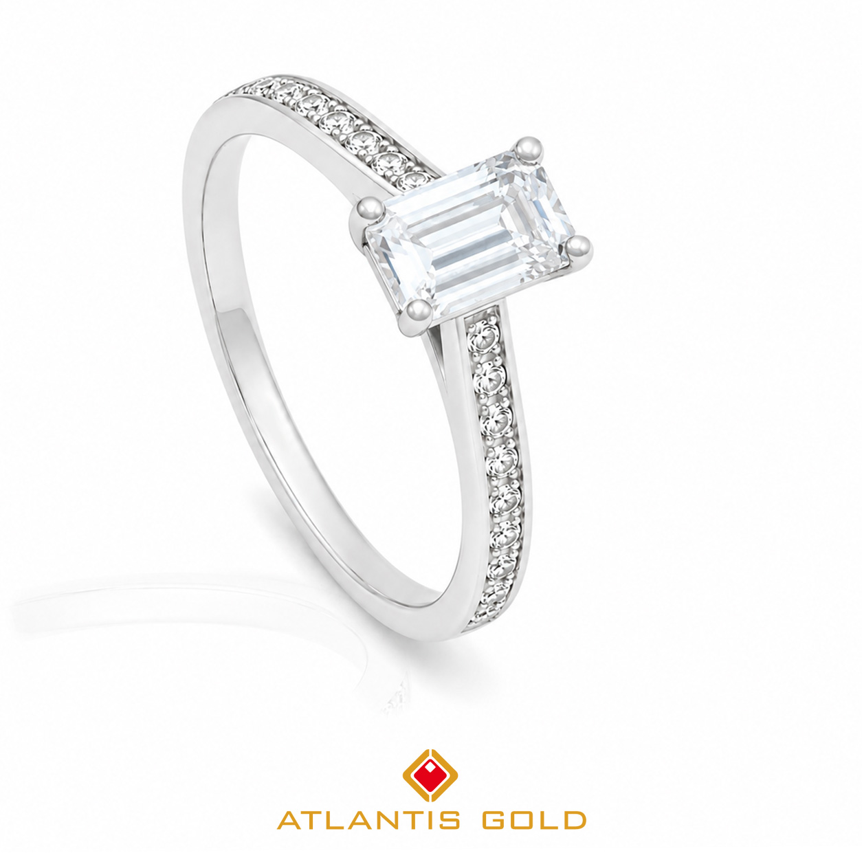 Inel Ziva - Safir & Diamante, Aur alb 18K