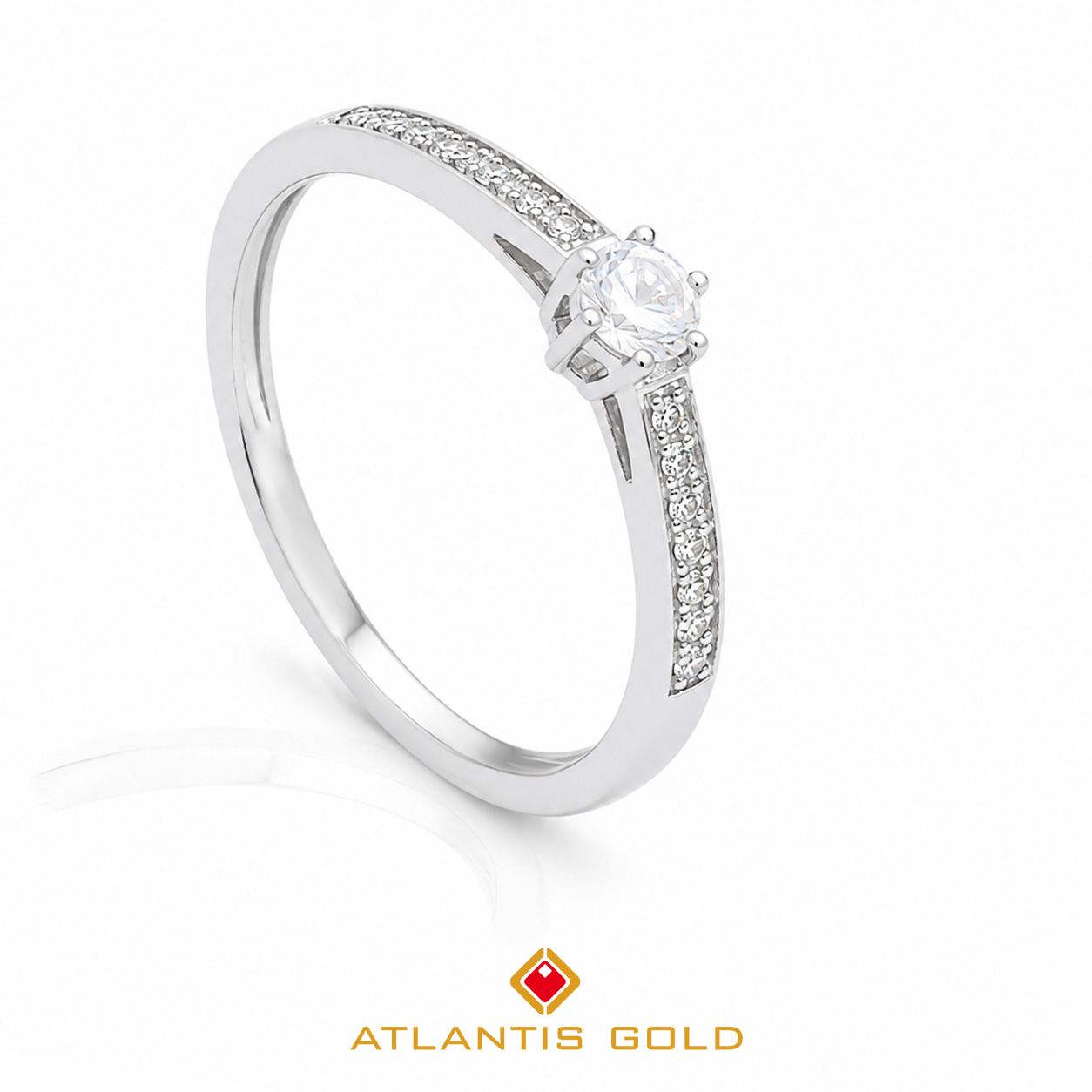 Inel de Logodnă Sera - Safir Alb & Diamante, Aur alb 18K