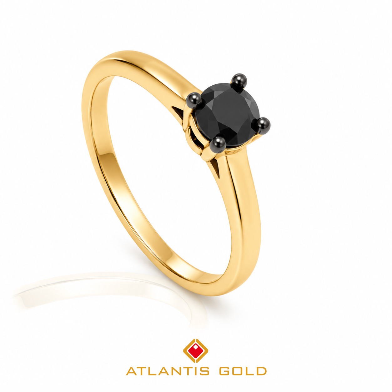 Inel Celeste - Diamant negru, Aur galben 18K